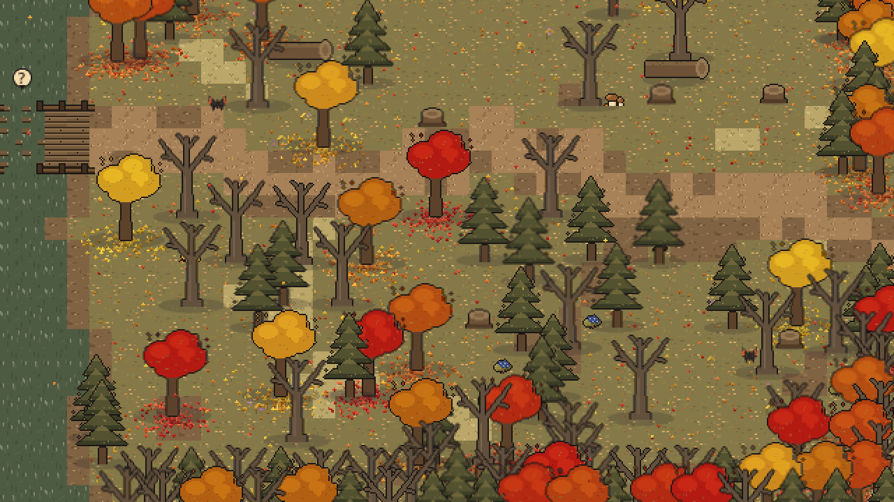 The woods in fall, red and gold.